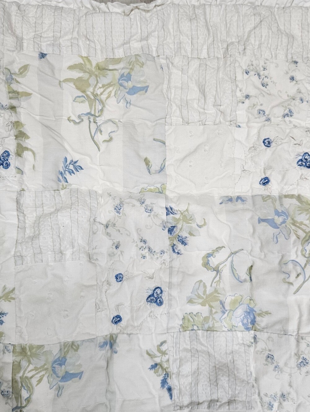 Simply Shabby Chic British Rose Blue Floral Patchwork Quilted STD Pillow Shams 2 - Picture 5 of 15